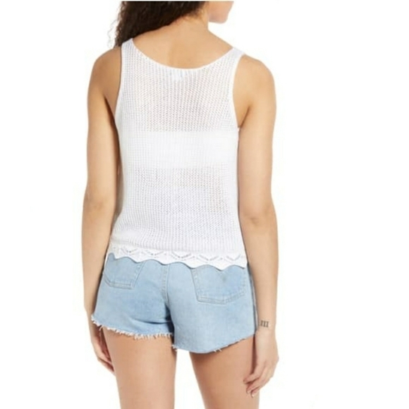 𝅺LOVE Fire Scalloped Hem Open Stitch Tank Top Small - Picture 4 of 10